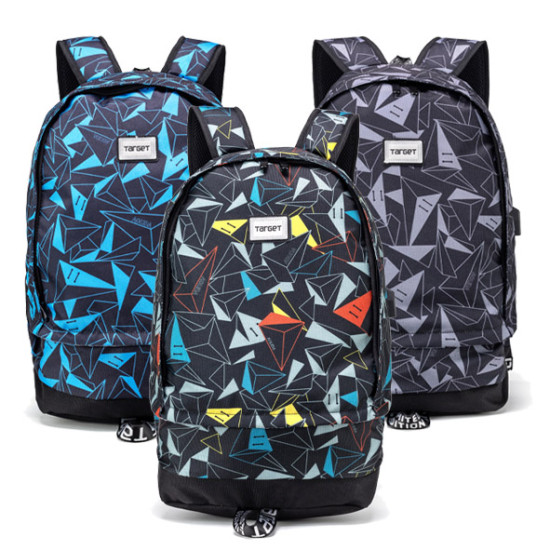 شنطة  مدرسية 45 سم 2 طبقة ظهر طبي USB  مع جيبة لابتوب رقم 08999-10 *