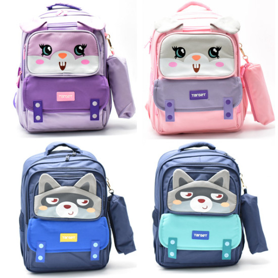 شنطة  ابتدائي ظهر طبي 2 طبقة 4 ألوان مع مقلمة رقم 0915-10