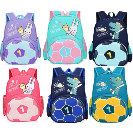 شنطة  رياض أطفال 13" ظهر طبي 1 طبقة 6 ألوان رقم 0921-10