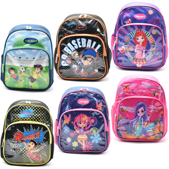 شنطة  رياض أطفال 13" ظهر طبي 1 طبقة 6 ألوان رقم 0925-10