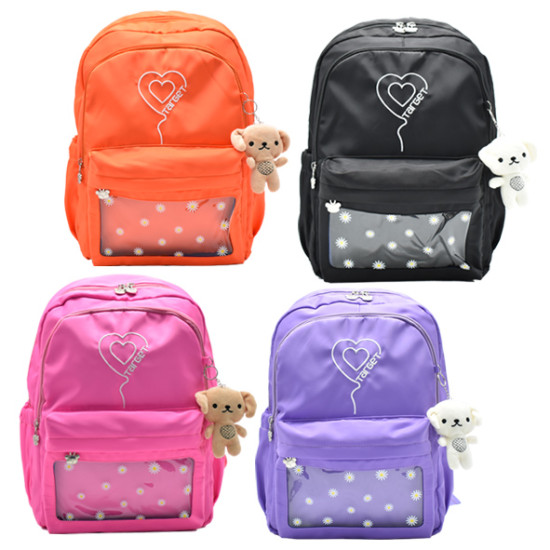 شنطة  مدرسية 2 طبقة ظهر طبي مع ميدالية 4 ألوان رقم 0975-10