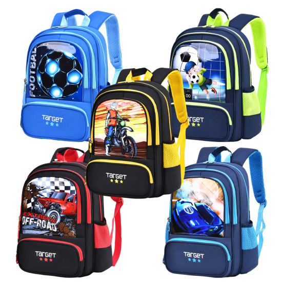 شنطة  ابتدائي ولادي 2 طبقة ظهر طبي 5 ألوان تعبئة 25 رقم K-153