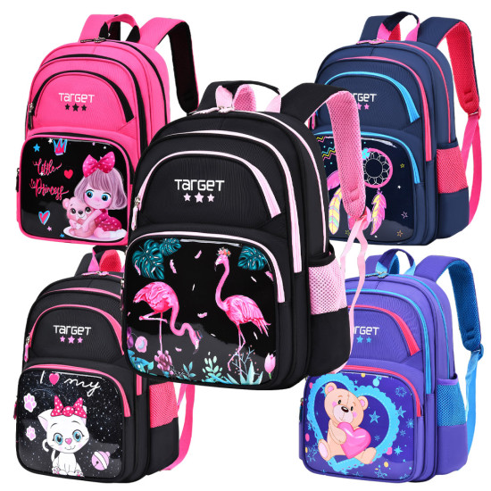 شنطة  ابتدائي بناتي 2 طبقة ظهر طبي 5 ألوان تعبئة 25 رقم K-154