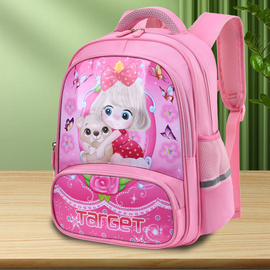 شنطة  ابتدائي 16 إنش 2 طبقة ظهر طبي زهري رقم BH-052