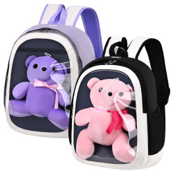 شنطة  مدرسية بناتي 2 طبقة ظهر طبي مع دب كبير  رقم 78307