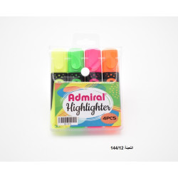 طقم أقلام فسفوري ملون 4 لون رقم ADMIRAL COLOR