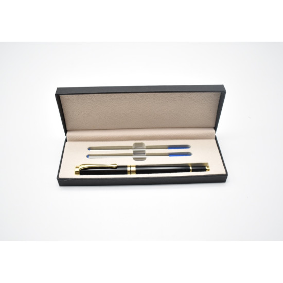 قلم حبر أزرق مع 2 تعبئة في علبة لون أسود رقم RP701