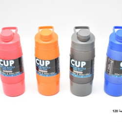 مطرة ماء 500 مل بلاستيك سادة مع كاسة 3 ألوان رقم NC030842