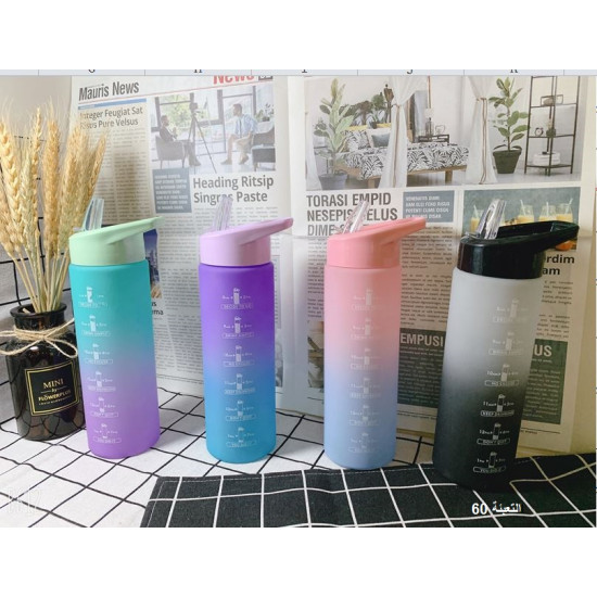 مطرة ماء 600 مل بلاستيك مطبوعة مقاومة للكسر 4 ألوان رقم SP16-01