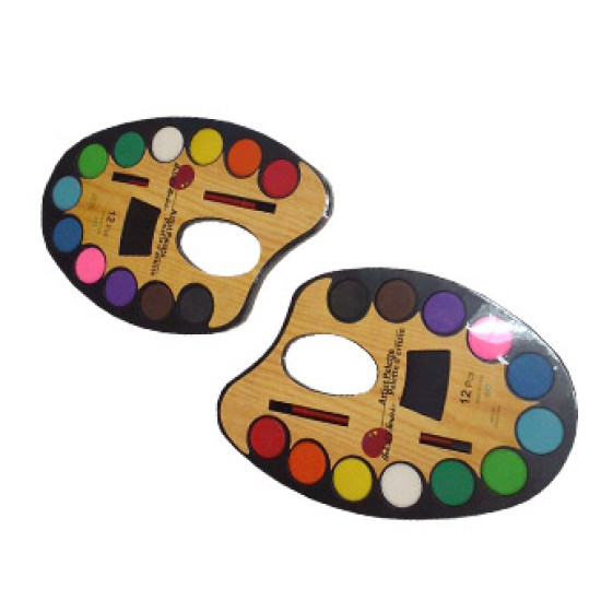 ألوان مائية 12 لون صحن مع فرشاة رقم 3012