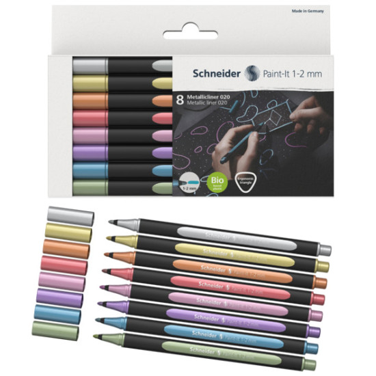 طقم أقلام شنايدر 8 لون ميتالك اكريلك1-2 ملم رقم PAINT-IT 11502