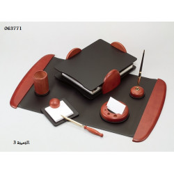 طقم مكتب 7 قطع غامق خشبي أسود/بني دائري  RS7MJ-1A