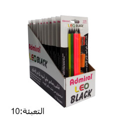 أقلام رصاص فسفوري أسود كرت مع محاية  ADMIRAL LEO BLACK
