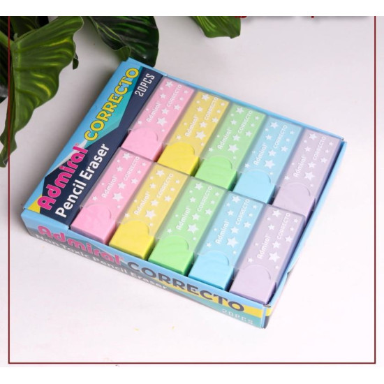 علبة محايات فسفوري 20/1 بلاستيك ADMIRAL CORRECTO *